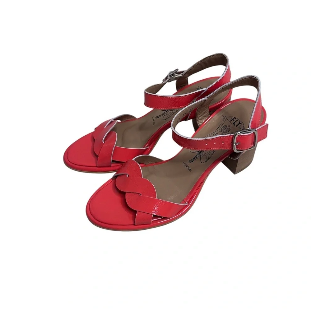 Fly London Moji Ankle Strap Sandals in scarlet leather size 38 - Picture 5 of 7